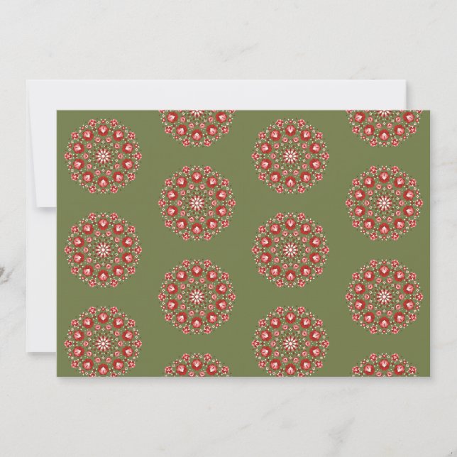 Olivgrüne Rosemaling  Dankeskarte (Vorderseite)