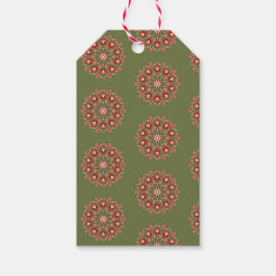 Olivgrüne Rosemaling Geschenkanhänger