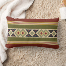 Olivgrüne Senfgelb Tribal Ikat Kunst