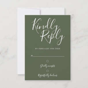 Olivgrüne Signature Script Simple Modern RSVP Karte