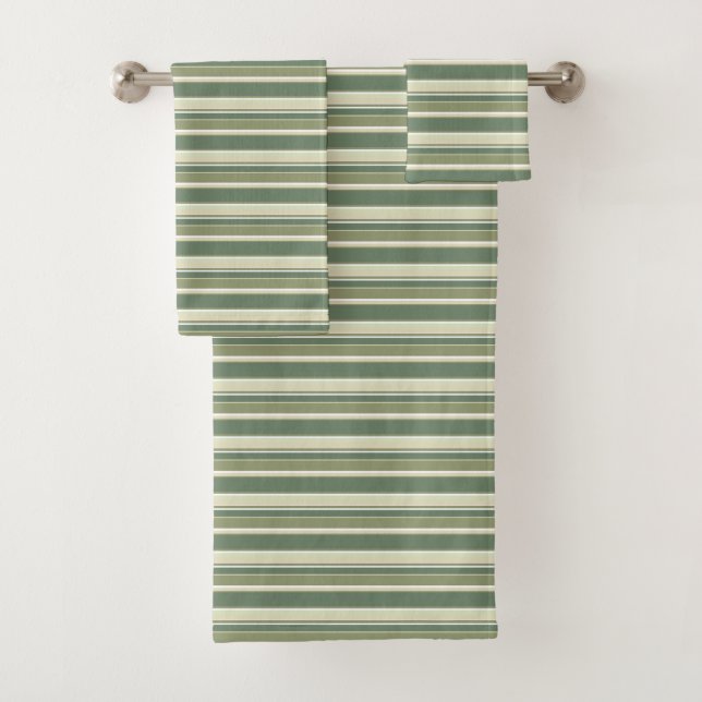 Olivgrüne Streifen Badhandtuch Set (Insitu)
