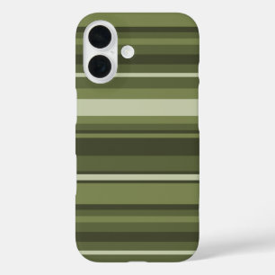 Olivgrüne Streifen iPhone 16 Hülle
