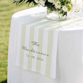 Olivgrüne Streifen-Hochzeit Mittelgroßer Tischläufer