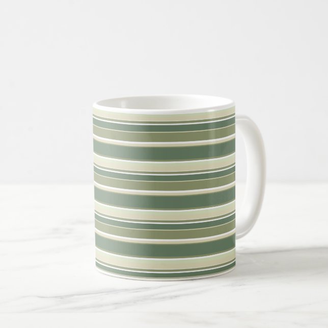 Olivgrüne Streifen Kaffeetasse (VorderseiteRechts)