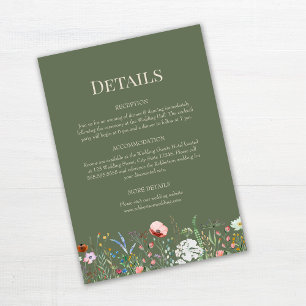 Olivgrüne Wiesenhochzeit mit Wildblumen Details Ka Einladung