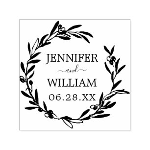 Olivgrüne Wreath-Save the Date Mitteilung Permastempel