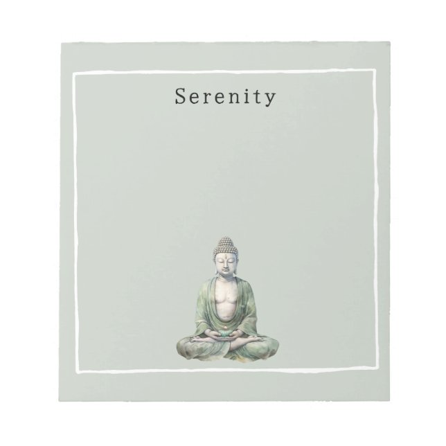 Olivgrüner Buddha-Meditations-Personalized  Notizblock (Vorderseite)