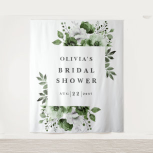 Olivgrüner eleganter floraler Hintergrund für Brau Wandteppich