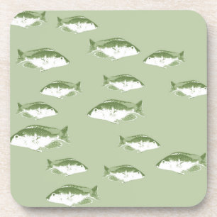 Olivgrüner Fisch Getränkeuntersetzer