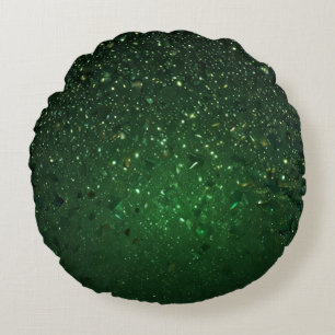 Olivgrüner Glitter Rundes Kissen