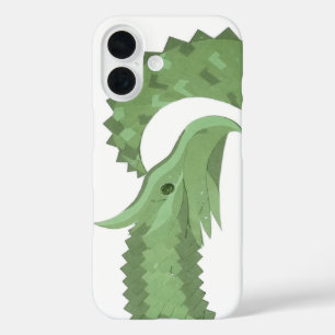 Olivgrüner Herzdrache auf Weiß iPhone 16 Hülle