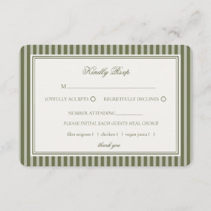 Olivgrüner Martini-Streifen Hochzeit RSVP Begleitkarte