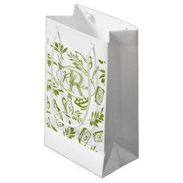 Olivgrüner moderner Monogramm-Name-Script Wasserfa Kleine Geschenktüte