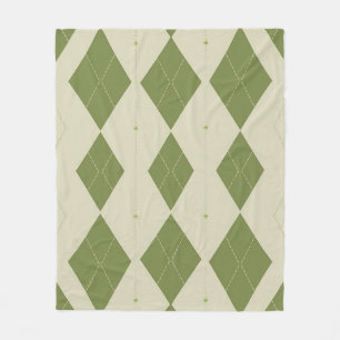 Olivgrünes Argyle-Diamantmuster Fleecedecke