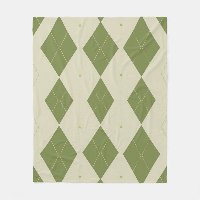 Olivgrünes Argyle-Diamantmuster Fleecedecke (Vorderseite)