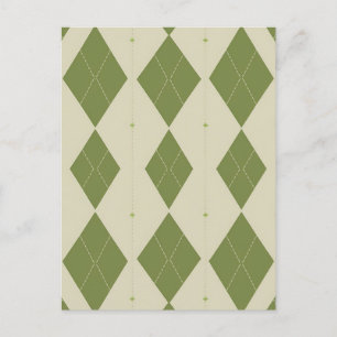 Olivgrünes Argyle-Diamantmuster Postkarte