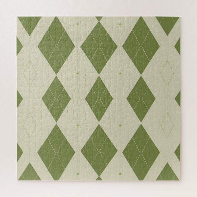 Olivgrünes Argyle-Diamantmuster Puzzle (Vertikal)