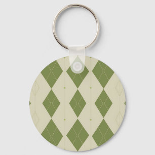 Olivgrünes Argyle-Diamantmuster Schlüsselanhänger