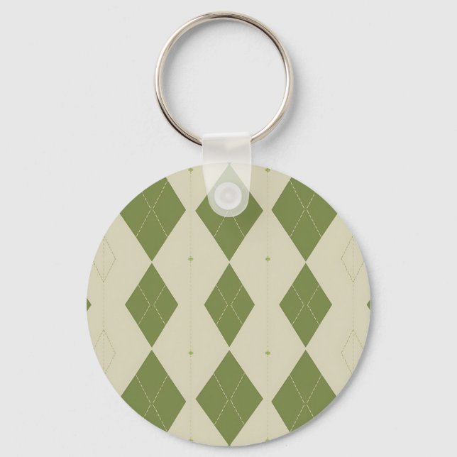 Olivgrünes Argyle-Diamantmuster Schlüsselanhänger (Vorderseite)