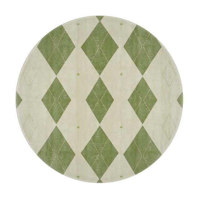 Olivgrünes Argyle-Diamantmuster Schneidebrett (Vorderseite)