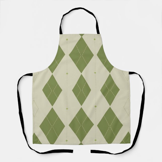 Olivgrünes Argyle-Diamantmuster Schürze (Vorderseite)