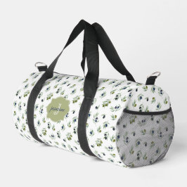 Olivgrünes Monogramm Name Wasserfarbe Chic Muster Duffle Bag