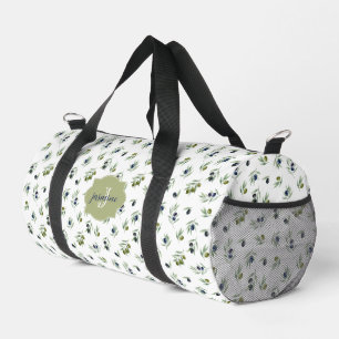 Olivgrünes Monogramm Name Wasserfarbe Chic Muster Duffle Bag