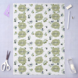 Olivgrünes Monogramm Name Wasserfarbe Chic Muster Seidenpapier