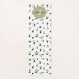 Olivgrünes Monogramm Name Wasserfarbe Chic Muster Yogamatte