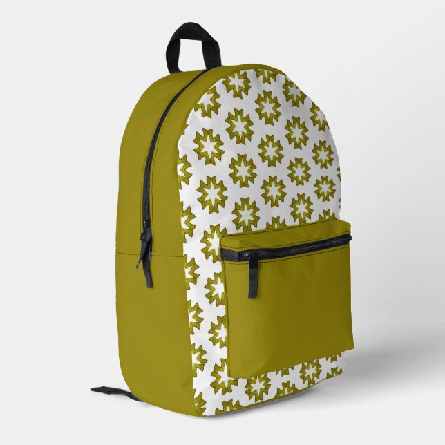 Olivgrünes Muster Bedruckter Rucksack (Rückseitige Ecke links)