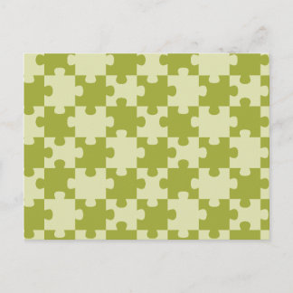Olivgrünes Puzzleteil Geometrisch Nahtlos Postkarte