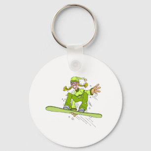 Olivgrünes Snowboard-Mädchen Schlüsselanhänger