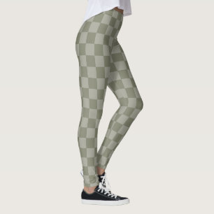 Olivgrünes und graues kariertes Musterdesign Leggings