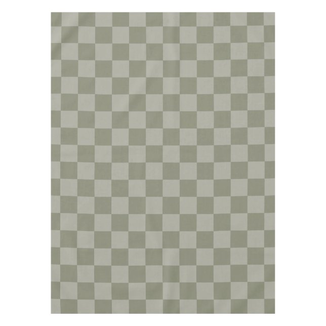 Olivgrünes und graues kariertes Musterdesign Tischdecke (Vorderseite)