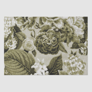 Olivgrünes Vintage-Blumen-Toile Nr.1 Seidenpapier