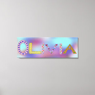 OLIVIA Baby Girl Name farbenfrohe Buchstaben Leinwanddruck