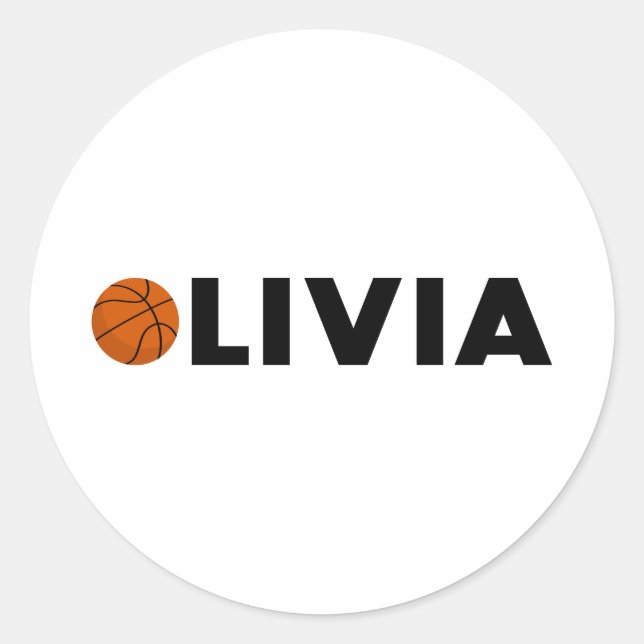 Olivia Basketball Runder Aufkleber (Vorderseite)