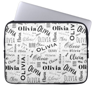 Olivia Benutzerdefinierter Name Schwarz Weiß Laptopschutzhülle