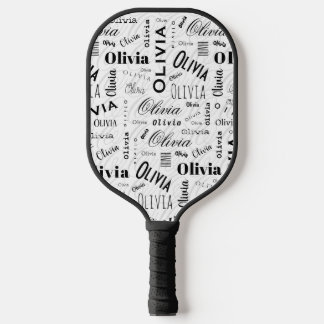 Olivia Benutzerdefinierter Name Schwarz Weiß Pickleball Schläger