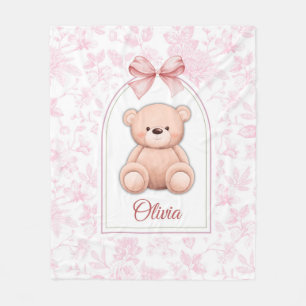 Olivia   Benutzerdefiniertes rosa Teddy-Bär-Kinder Fleecedecke