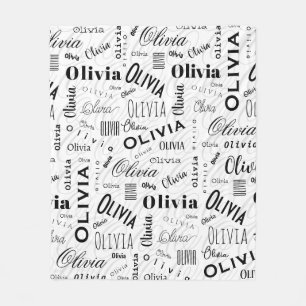 Olivia Benutzername Schwarz Weiß  Fleecedecke