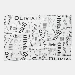 Olivia Benutzername Schwarz Weiß Geschirrtuch