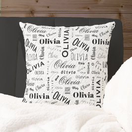 Olivia Benutzername Schwarz Weiß Kissen