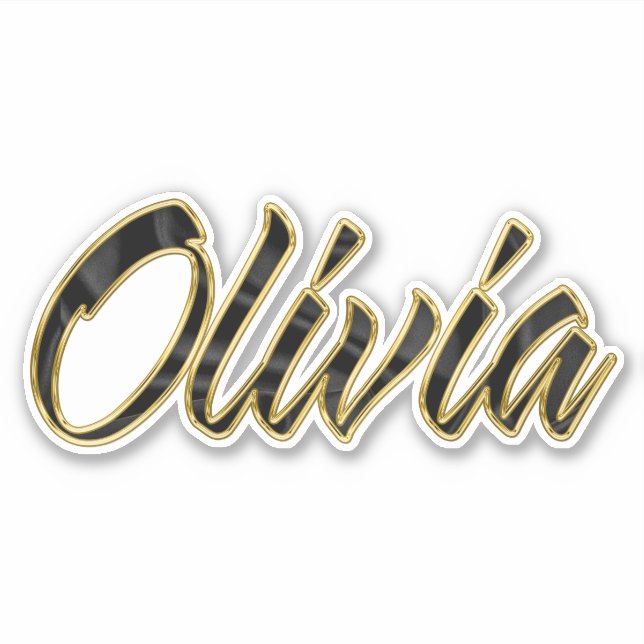 Olivia black gold Lettering Aufkleber Sticker (Vorderseite)