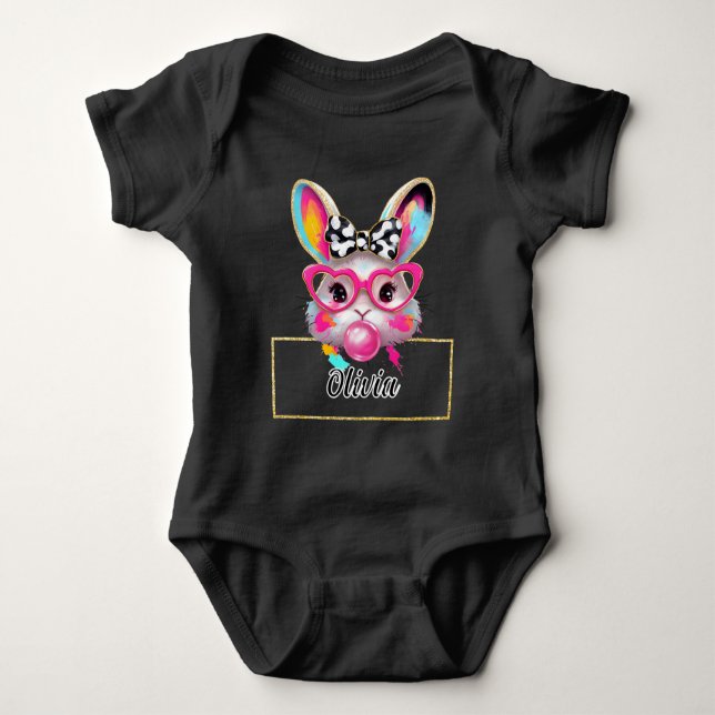 Olivia Bubble Easter Bunny Baby Strampler (Vorderseite)