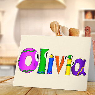 "Olivia" Cartoon-Figur-Name Karte