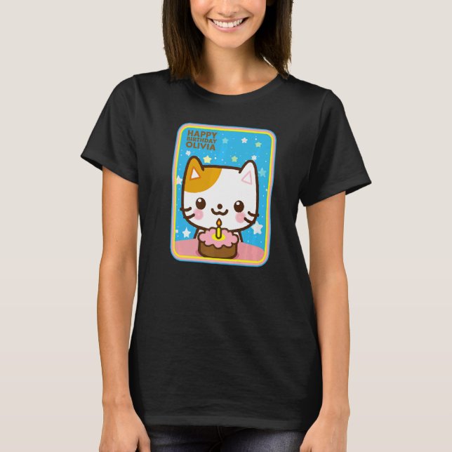 Olivia Cat Tiny Cake Albern Fun Kitten Niedlich Ha T-Shirt (Vorderseite)