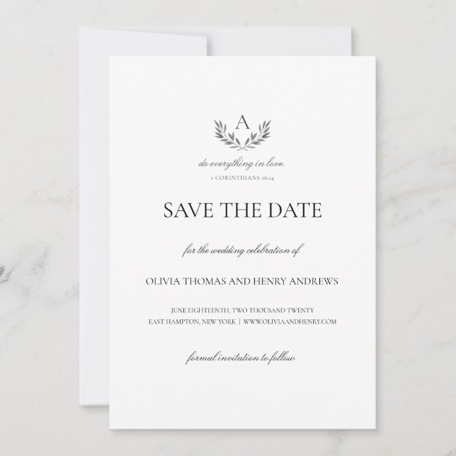 Olivia Christlich Wedding Monogram Save the Date (Vorderseite)