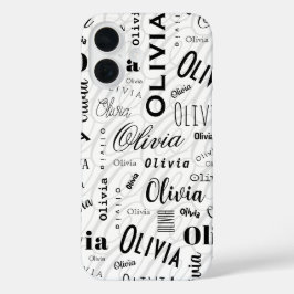 Olivia Custom Name Black White  iPhone 16 Hülle