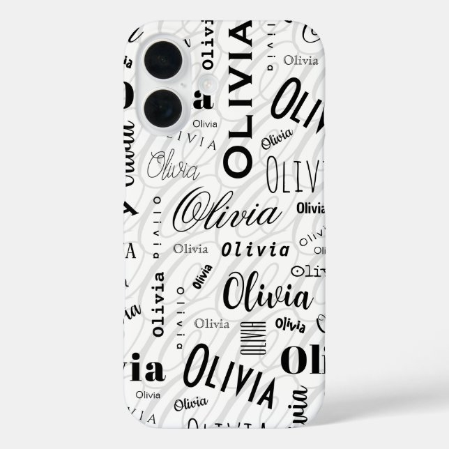 Olivia Custom Name Black White  Case-Mate iPhone Hülle (Rückseite)